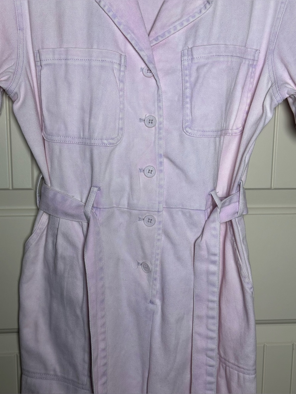 Skies are Blue Jumpsuit M Washed Lilac Pink Utility Chic Boho Minimalist Style - Picture 5 of 9